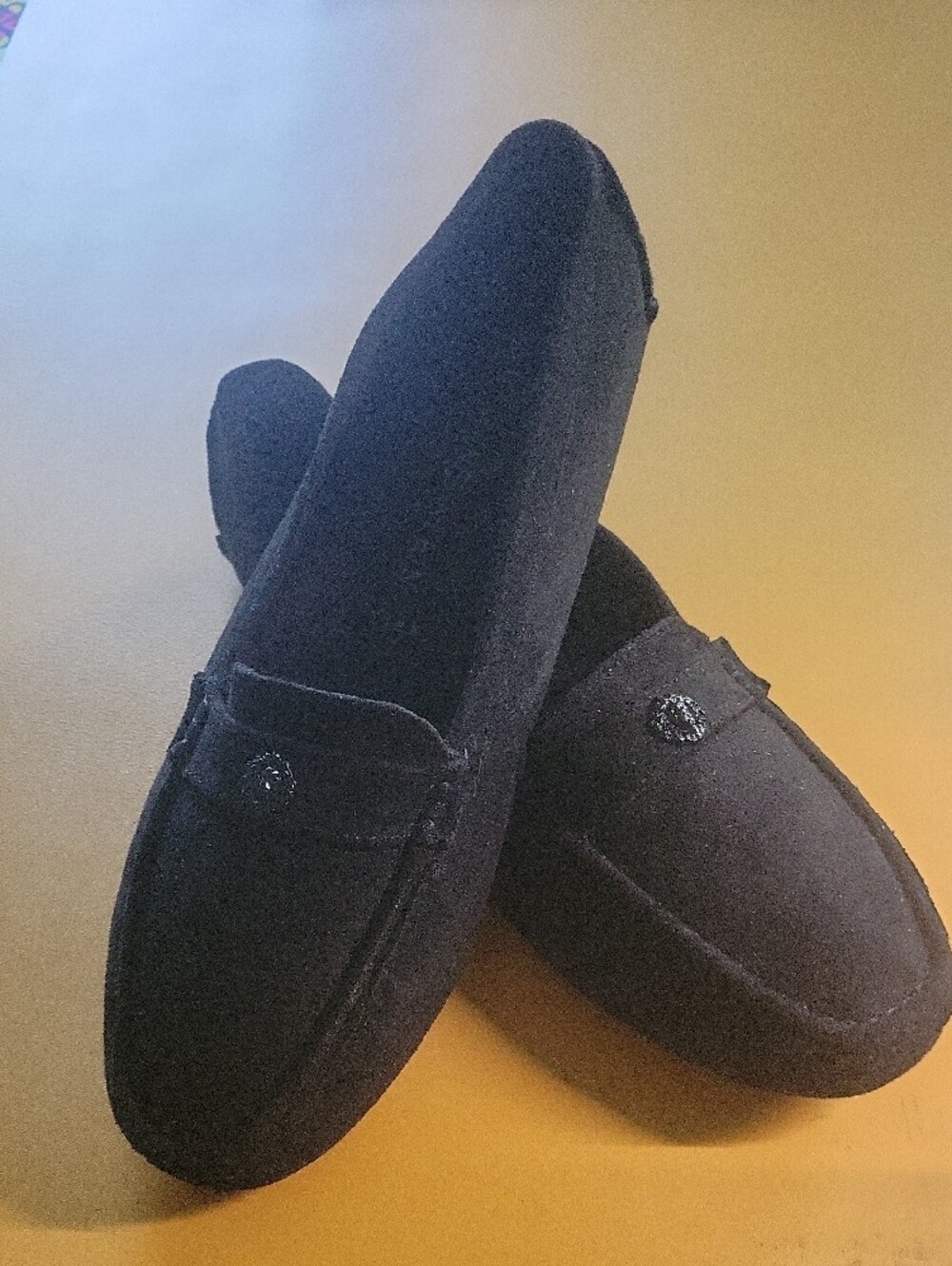 NWOT Anne Klein Black Suede Penny Loafers with Decorative Emblem - Picture 8 of 12